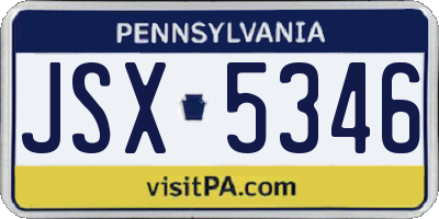 PA license plate JSX5346