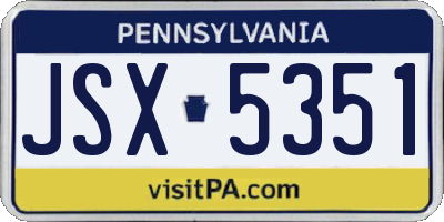 PA license plate JSX5351