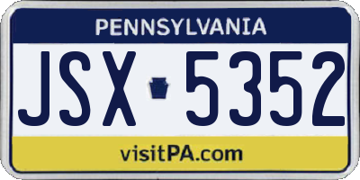 PA license plate JSX5352