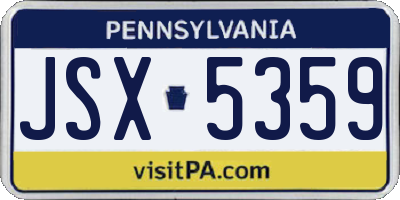 PA license plate JSX5359
