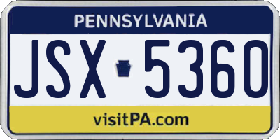 PA license plate JSX5360
