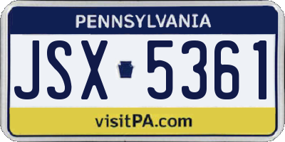 PA license plate JSX5361