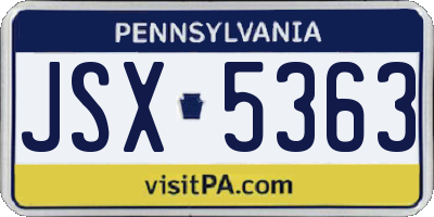 PA license plate JSX5363
