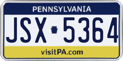 PA license plate JSX5364