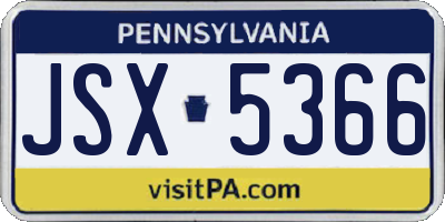 PA license plate JSX5366