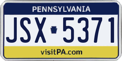 PA license plate JSX5371