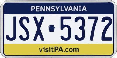 PA license plate JSX5372