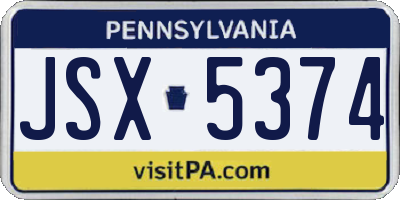 PA license plate JSX5374