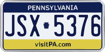 PA license plate JSX5376