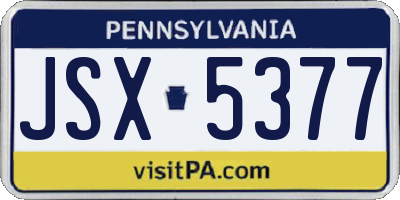PA license plate JSX5377