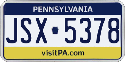 PA license plate JSX5378