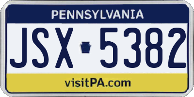 PA license plate JSX5382