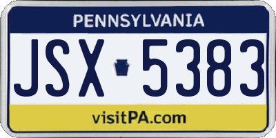 PA license plate JSX5383