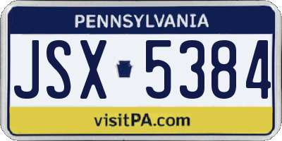 PA license plate JSX5384