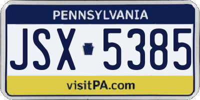 PA license plate JSX5385