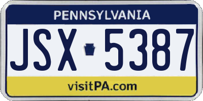 PA license plate JSX5387