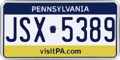 PA license plate JSX5389