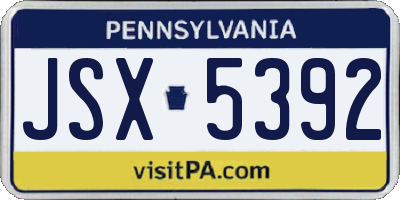 PA license plate JSX5392