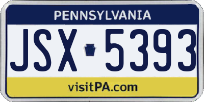PA license plate JSX5393