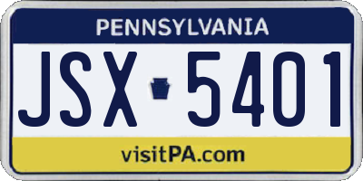 PA license plate JSX5401