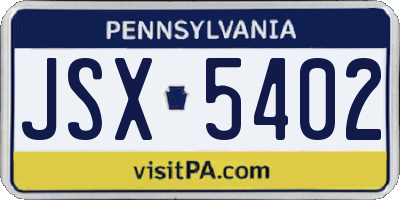 PA license plate JSX5402