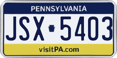 PA license plate JSX5403