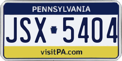 PA license plate JSX5404