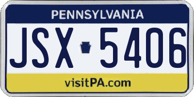 PA license plate JSX5406