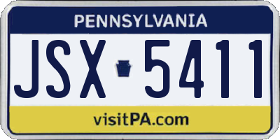 PA license plate JSX5411