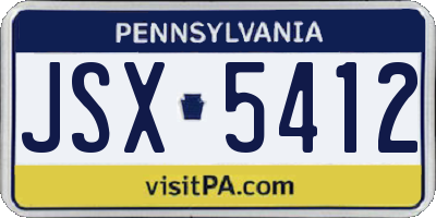 PA license plate JSX5412