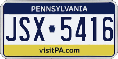 PA license plate JSX5416