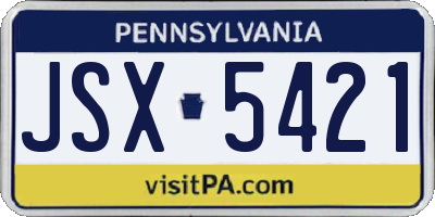 PA license plate JSX5421