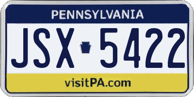 PA license plate JSX5422