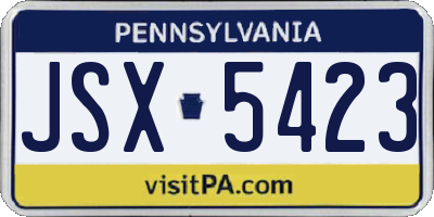 PA license plate JSX5423