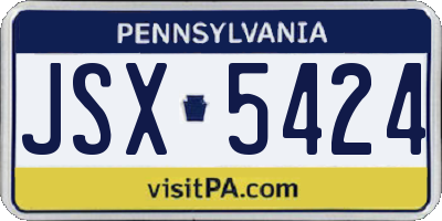 PA license plate JSX5424