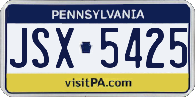 PA license plate JSX5425