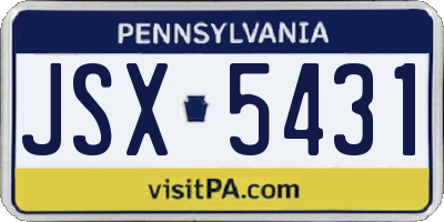 PA license plate JSX5431