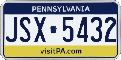 PA license plate JSX5432