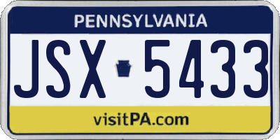 PA license plate JSX5433