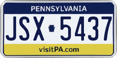 PA license plate JSX5437