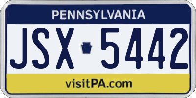PA license plate JSX5442