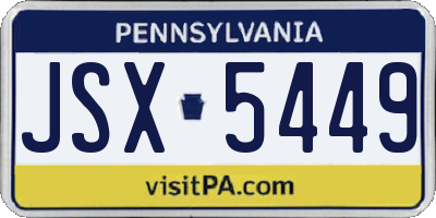 PA license plate JSX5449