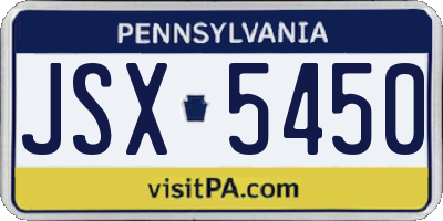 PA license plate JSX5450