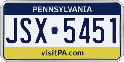 PA license plate JSX5451