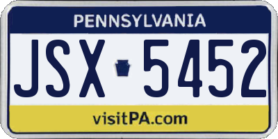 PA license plate JSX5452