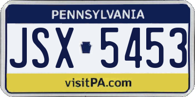 PA license plate JSX5453
