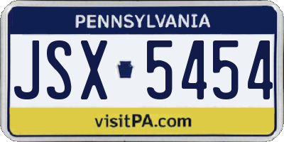 PA license plate JSX5454