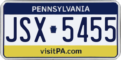 PA license plate JSX5455