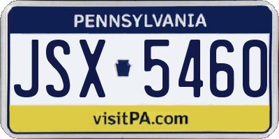 PA license plate JSX5460