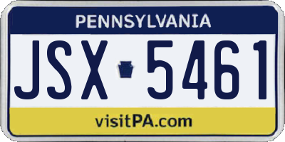 PA license plate JSX5461